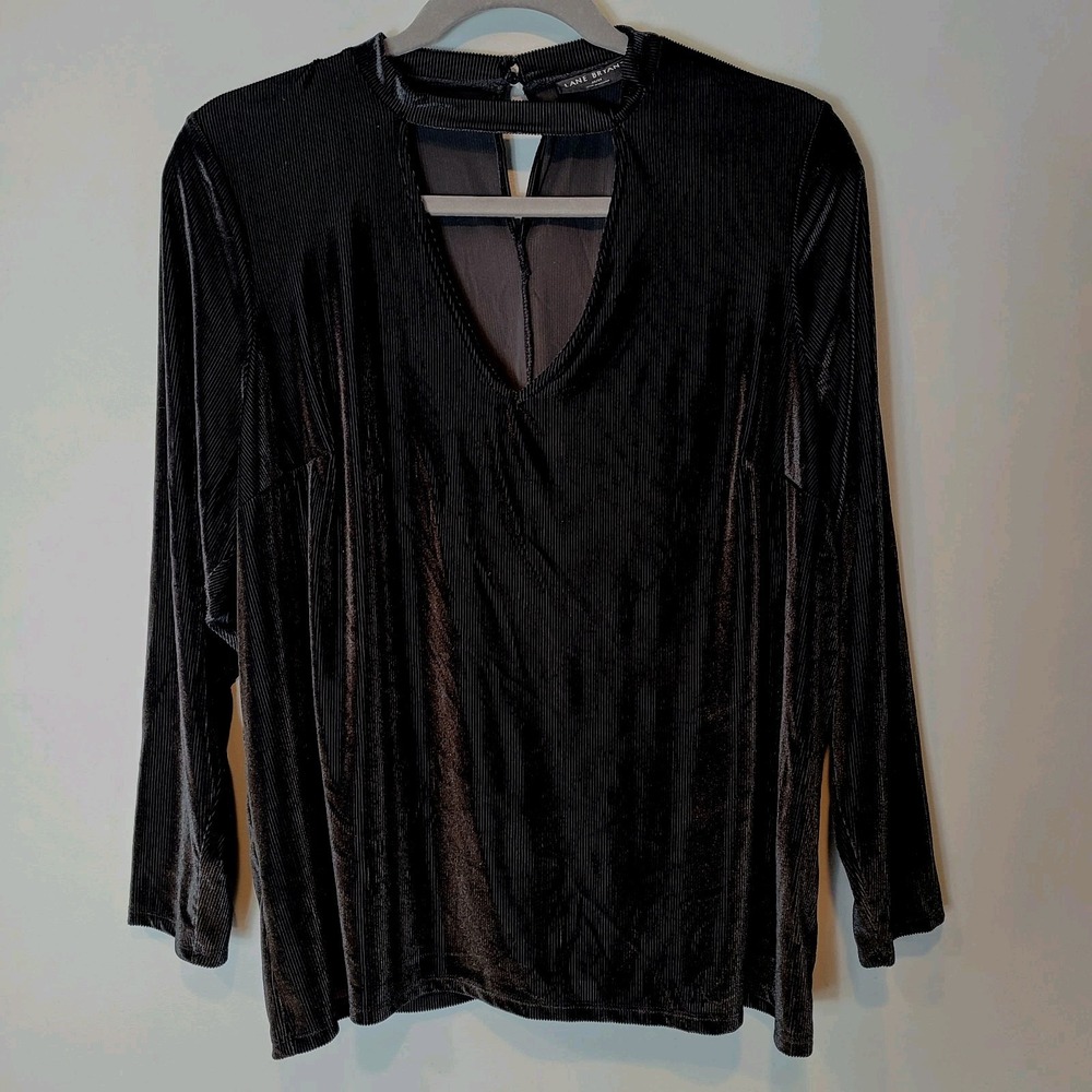 Lane Bryant Poet Shirt Velvet Slinky Knit Women Sz 22/24 Black Comfy Whimsigoth